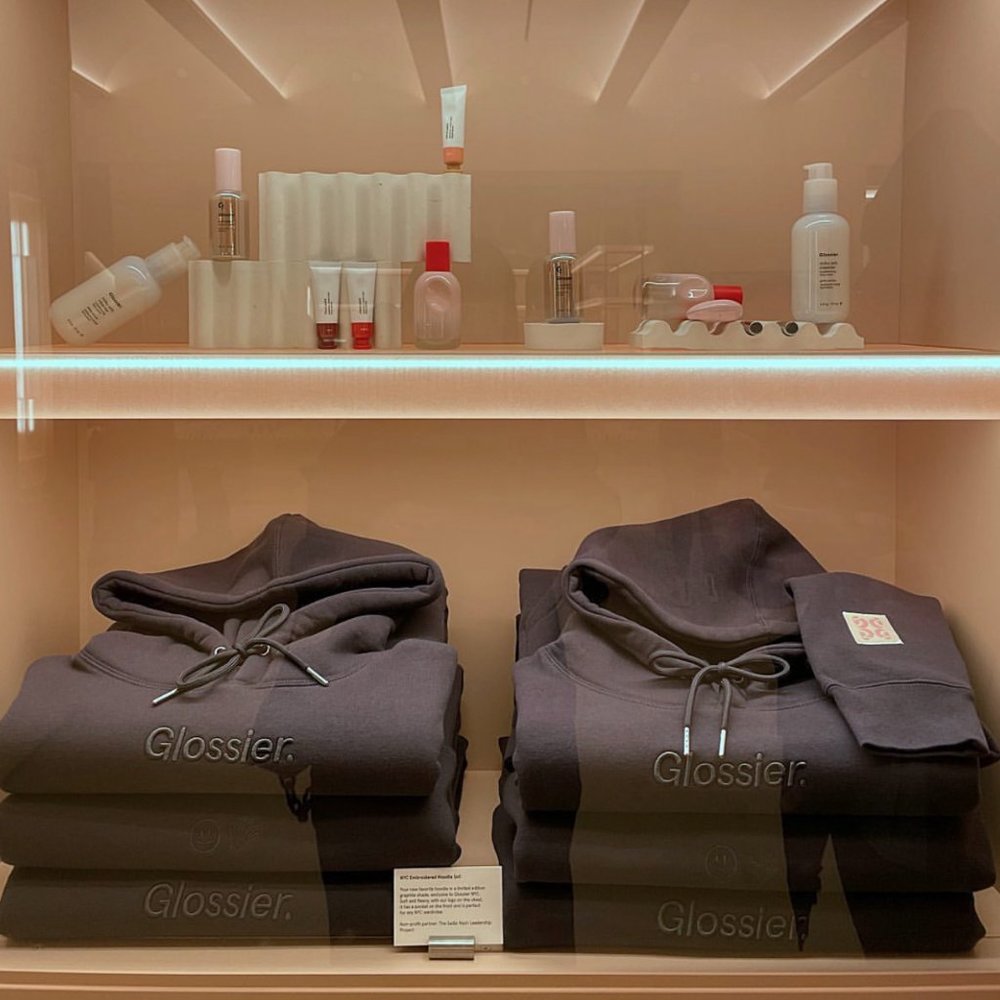 Glossier SOHO NYC Embroidered Black Hoodie